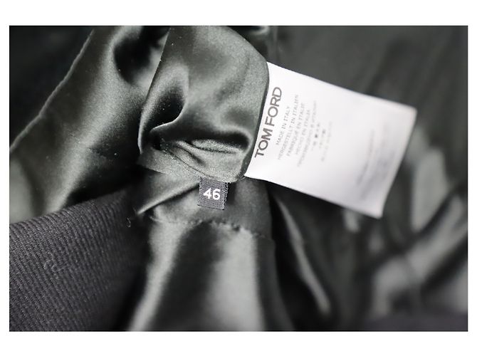 Tom Ford Mantelkleid aus grauer Wolle Schwarz - Ansicht 8