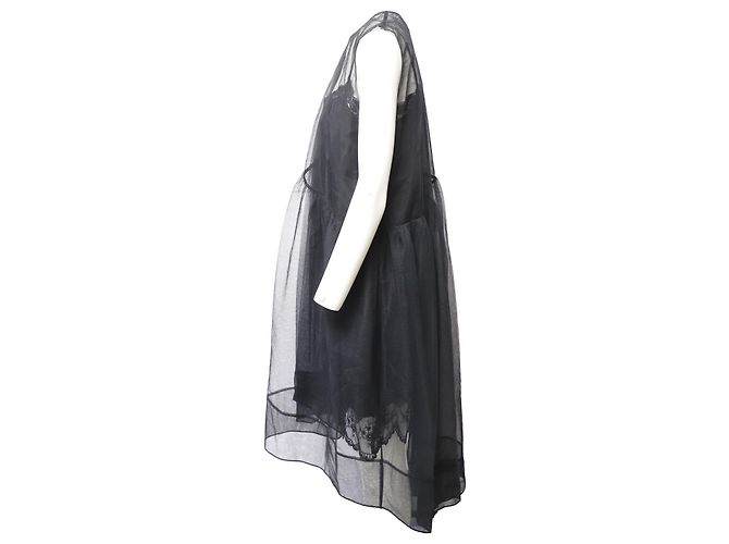 Robe Baby Doll en maille transparente Simone Rocha en soie noire - vue 2