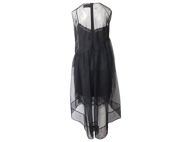 Robe Baby Doll en maille transparente Simone Rocha en soie noire - vue 3