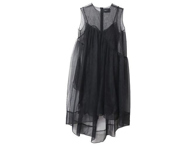 Robe Baby Doll en maille transparente Simone Rocha en soie noire - vue 4