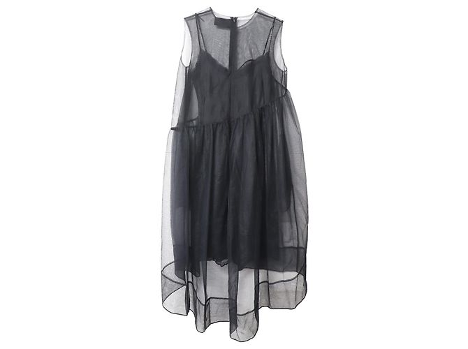 Robe Baby Doll en maille transparente Simone Rocha en soie noire - vue 5
