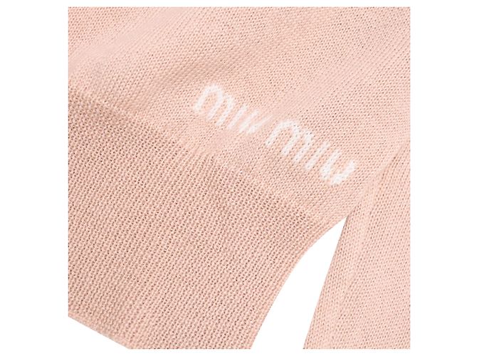 Miu Miu Cardigan mit Schleifendetail aus rosa Virgin Wool Pink - Ansicht 13