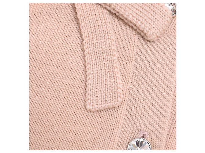 Miu Miu Cardigan mit Schleifendetail aus rosa Virgin Wool Pink - Ansicht 14
