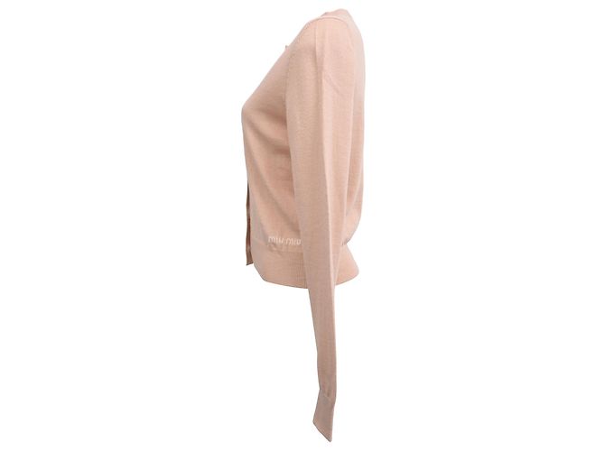 Miu Miu Cardigan mit Schleifendetail aus rosa Virgin Wool Pink - Ansicht 2