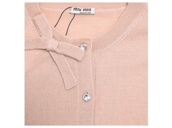 Miu Miu Cardigan mit Schleifendetail aus rosa Virgin Wool Pink - Ansicht 4
