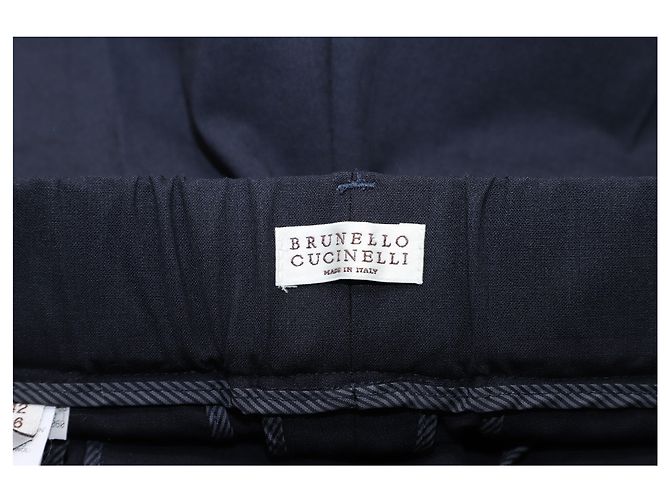 Brunello Cucinelli Hose aus Navy Blue Wolle Blau Marineblau - Ansicht 3