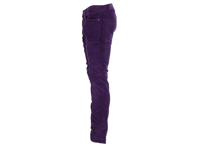 Pantaloni in velluto a coste slim Saint Laurent in cotone viola Porpora - vista 2