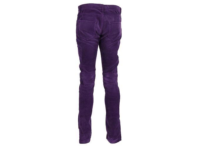 Pantaloni in velluto a coste slim Saint Laurent in cotone viola Porpora - vista 3