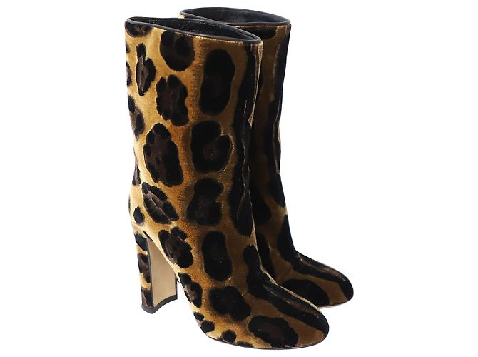 Stivaletti in pelle di vitello con stampa leopardata Dolce & Gabbana Multicolor Velluto - vista 3