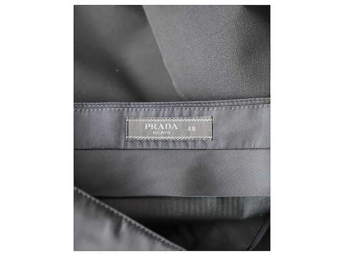 Pantaloni in lana neri con logo Triangle Prada Nero - vista 3