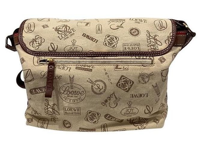 Borsa a tracolla in tela e pelle Loewe 160th Anniversary Marrone Rosso Beige - vista 2