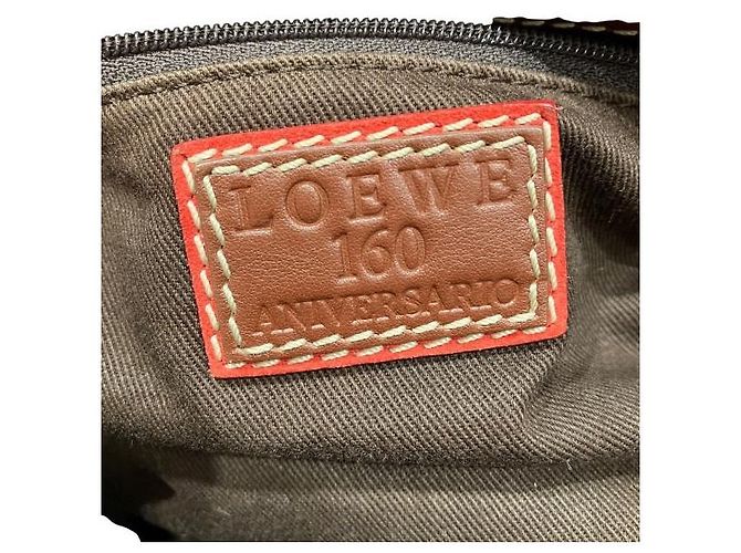 Borsa a tracolla in tela e pelle Loewe 160th Anniversary Marrone Rosso Beige - vista 4