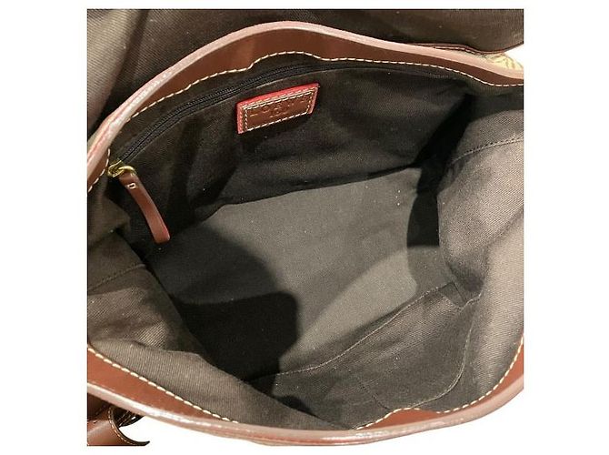 Borsa a tracolla in tela e pelle Loewe 160th Anniversary Marrone Rosso Beige - vista 6