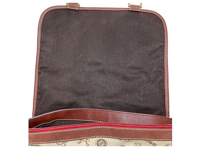 Borsa a tracolla in tela e pelle Loewe 160th Anniversary Marrone Rosso Beige - vista 7