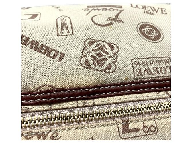 Borsa a tracolla in tela e pelle Loewe 160th Anniversary Marrone Rosso Beige - vista 8