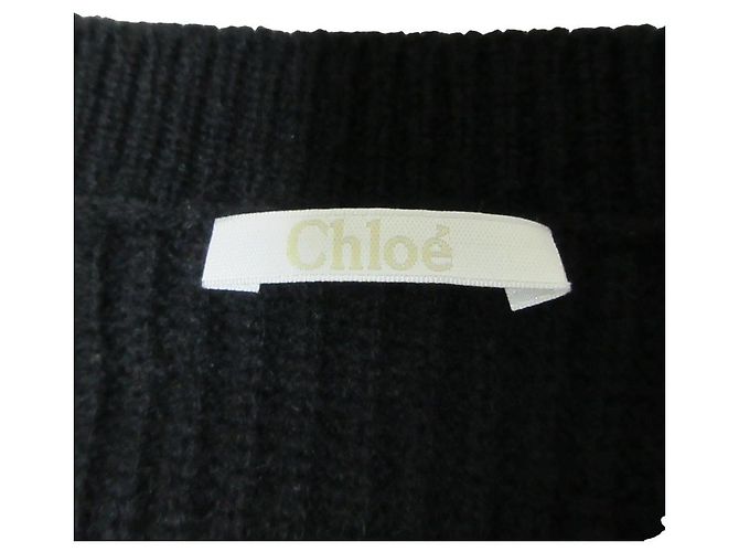 Chloé Chloe Strickkleid aus Kaschmir mit V-Ausschnitt Schwarz - Ansicht 4