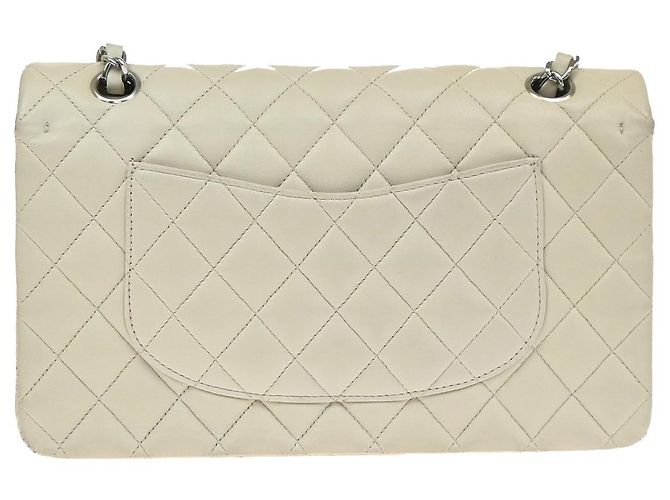 Chanel Vintage Classic Double Flap Matelassé Caviar Medium Bianco - vista 2