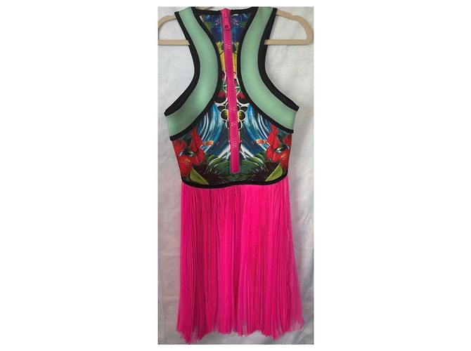 Vestido plisado rosa para mujer con estampado tropical Dsquared2 Blanco Roja Azul Verde - vista 2