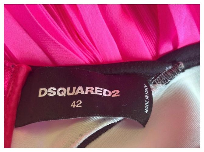 Vestido plisado rosa para mujer con estampado tropical Dsquared2 Blanco Roja Azul Verde - vista 3