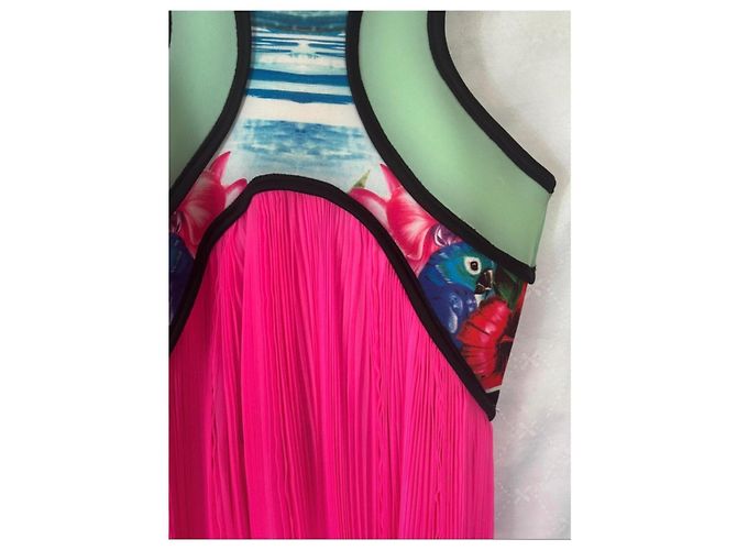 Vestido plisado rosa para mujer con estampado tropical Dsquared2 Blanco Roja Azul Verde - vista 5