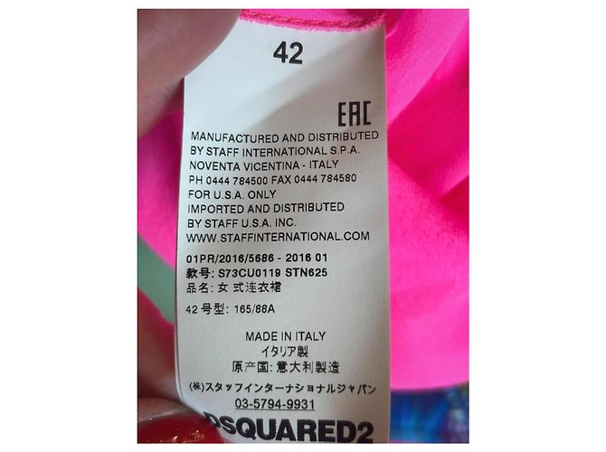 Vestido plisado rosa para mujer con estampado tropical Dsquared2 Blanco Roja Azul Verde - vista 7