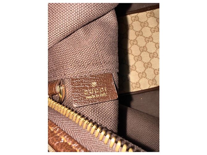 Gucci Monogram Canvas Hobo Bag mit Etui Braun Rot Beige Grün - Ansicht 8
