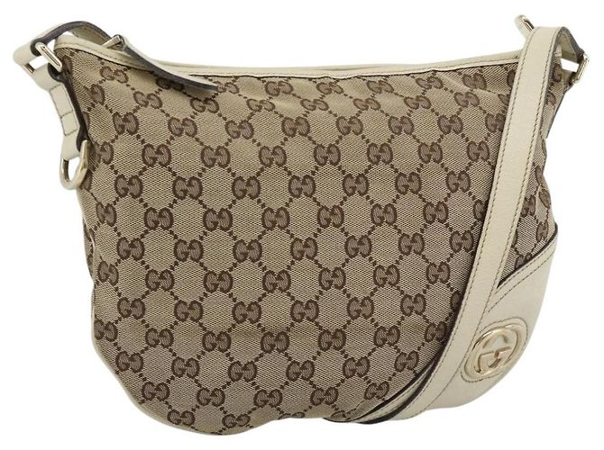 Gucci Britt Half Moon Hobo GG Canvas and leather Beige - vista 2