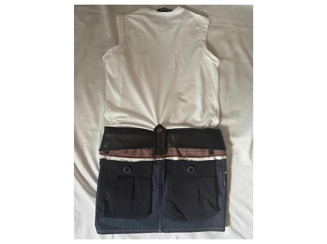 Falda vaquera Dsquared2 con cinturón de cuero Negro Blanco Azul - vista 2