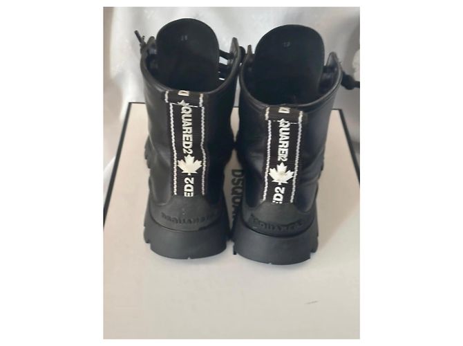 Stivaletti con lacci in pelle nera Dsquared2 Nero - vista 3