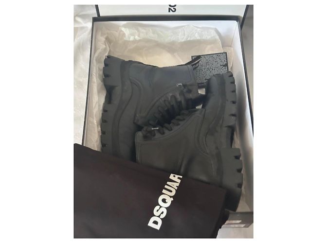 Stivaletti con lacci in pelle nera Dsquared2 Nero - vista 4