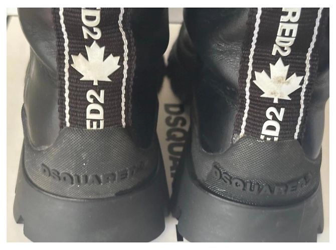 Stivaletti con lacci in pelle nera Dsquared2 Nero - vista 5