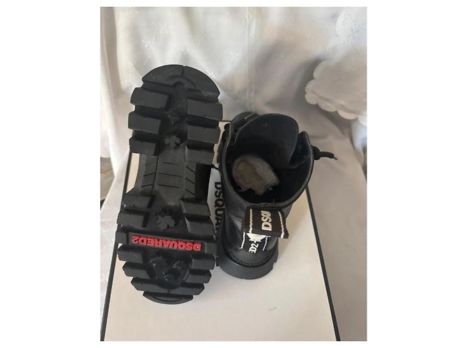 Stivaletti con lacci in pelle nera Dsquared2 Nero - vista 7
