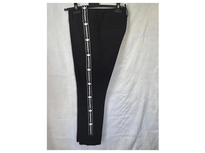 Dsquared2 Black Wool Blend Pants with Logo Tape - view 3