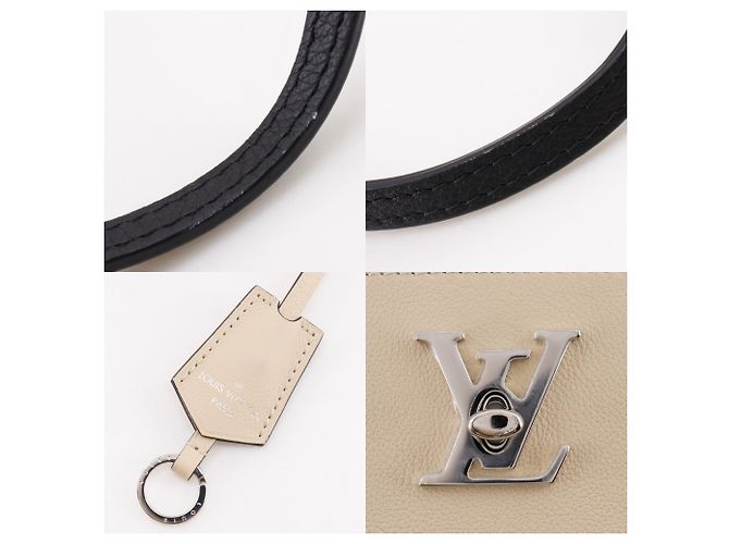 Borsa Tote Louis Vuitton Lockme Nero Beige - vista 12
