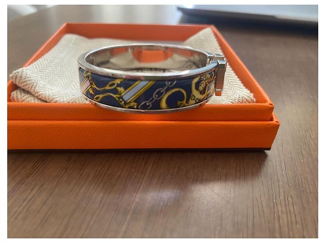 HERMÈS - Bracciale Clic H All over Museum Hermès in smalto multicolore Blu D'oro - vista 5