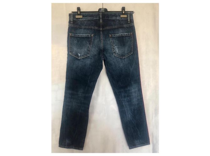 Jeans Cropped Cool Girl di Dsquared2 con nastro laterale con logo Blu - vista 2