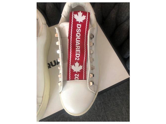 Sneakers in pelle bianca con borchie Dsquared2 Bianco - vista 2