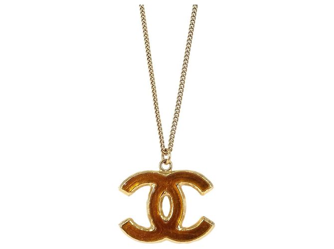 Pendente Chanel Vintage CC in metallo placcato D'oro - vista 2