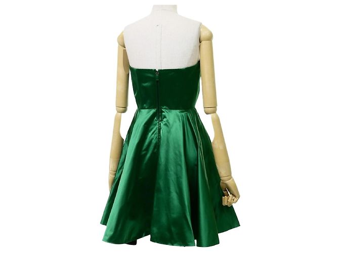 Miu Miu Trägerloses Kleid aus grünem Satin - Ansicht 2