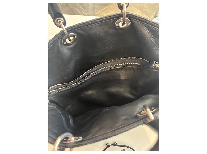 Borsa a mano Dior Cannage in pelle nera Nero - vista 3