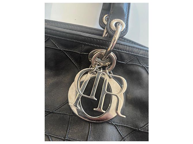 Borsa a mano Dior Cannage in pelle nera Nero - vista 4