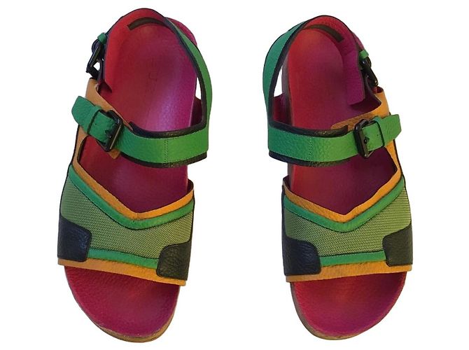 Sandali Colorblock Burberry Nero Rosa Verde Arancione - vista 2