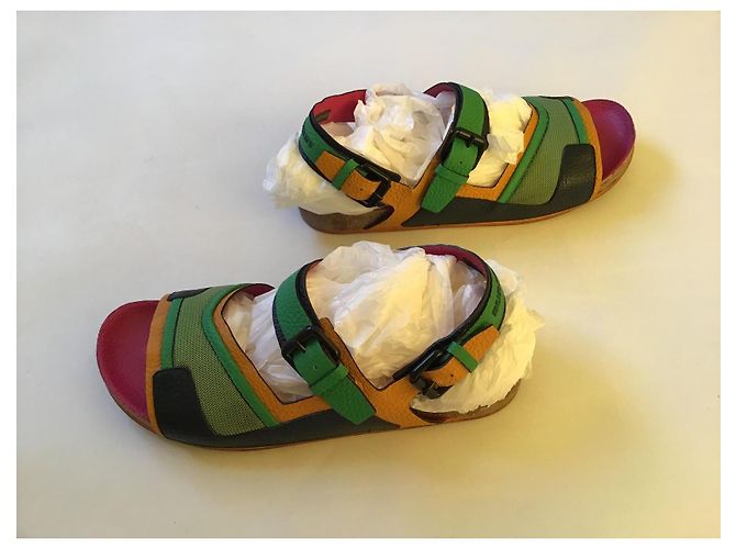 Sandali Colorblock Burberry Nero Rosa Verde Arancione - vista 5