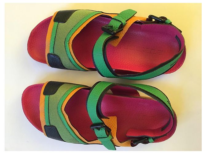 Sandali Colorblock Burberry Nero Rosa Verde Arancione - vista 7