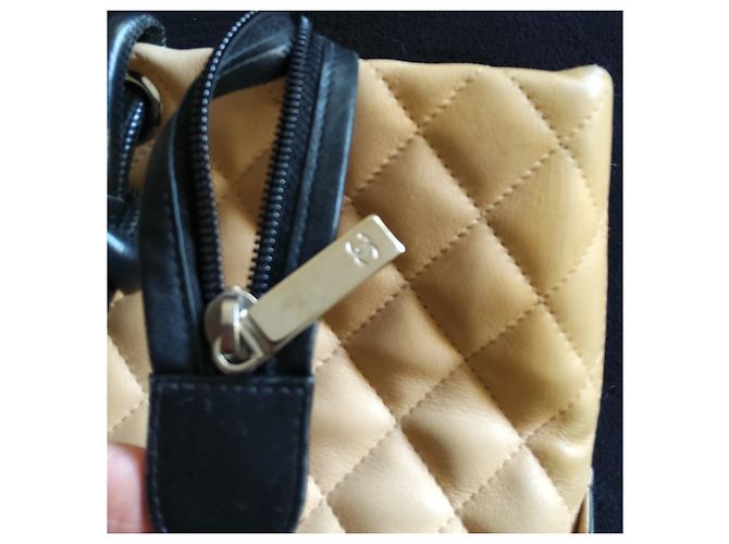 Borsa tote Cambon in pelle trapuntata beige e nero Chanel - vista 19