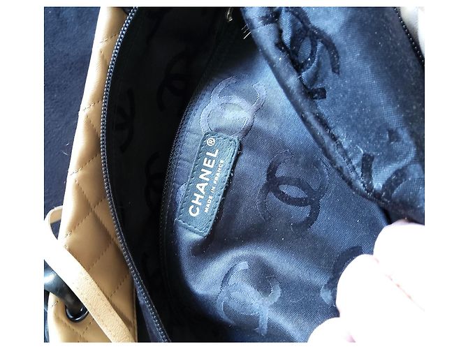 Borsa tote Cambon in pelle trapuntata beige e nero Chanel - vista 5