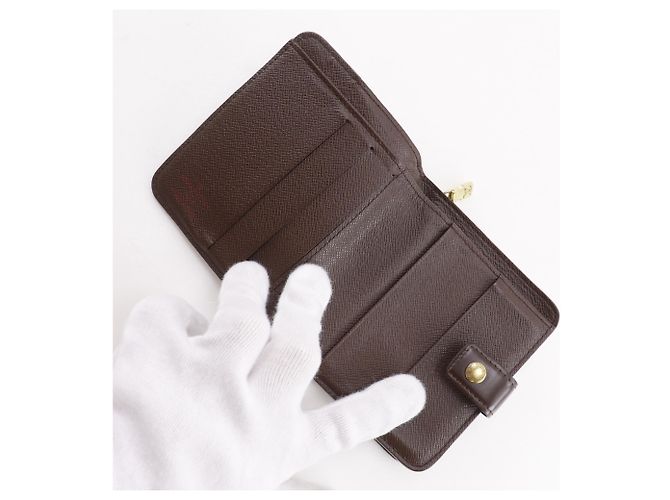 Louis Vuitton Compact Zip Bi-fold Wallet aus Damier Canvas Braun - Ansicht 5