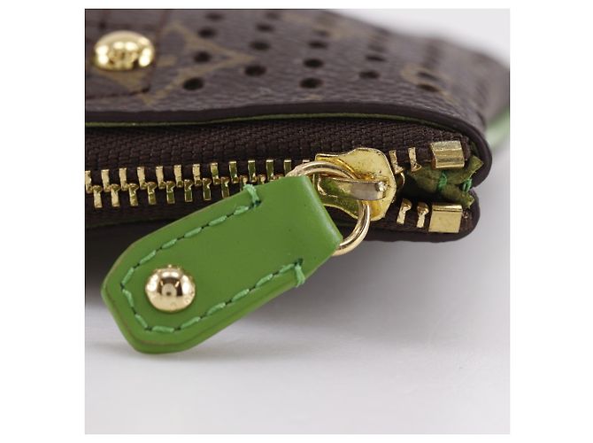 Pochette Louis Vuitton Pochette Plat Marrone Verde chiaro Monogramma - vista 10
