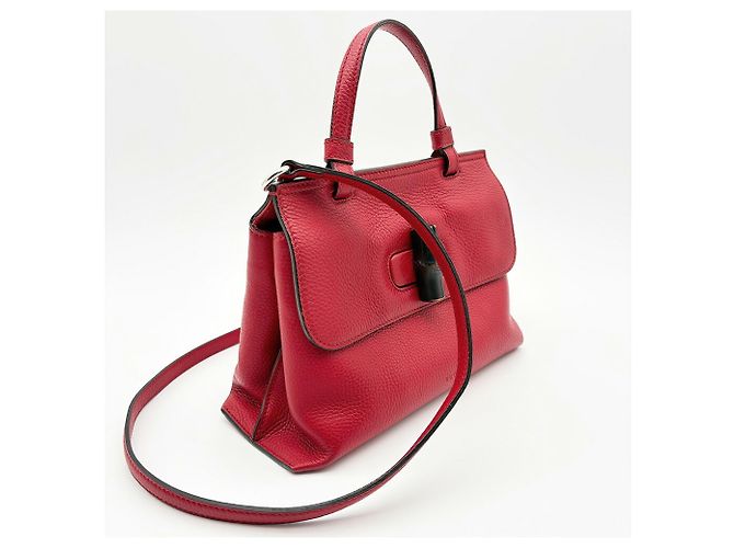Borsa Gucci Bamboo Daily in pelle rossa Rosso - vista 3