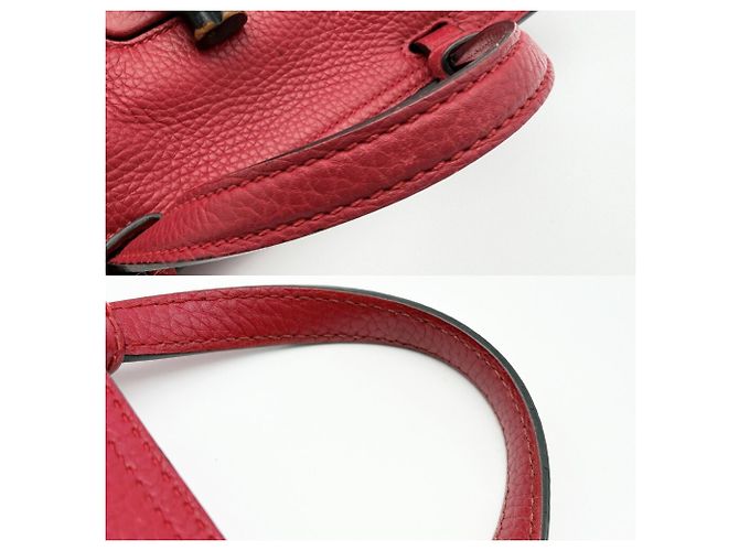 Borsa Gucci Bamboo Daily in pelle rossa Rosso - vista 9
